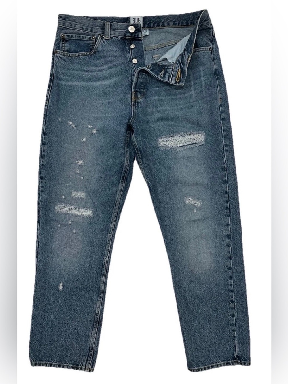 BDG Men's Relaxed Distressed Jeans - Washed Blue